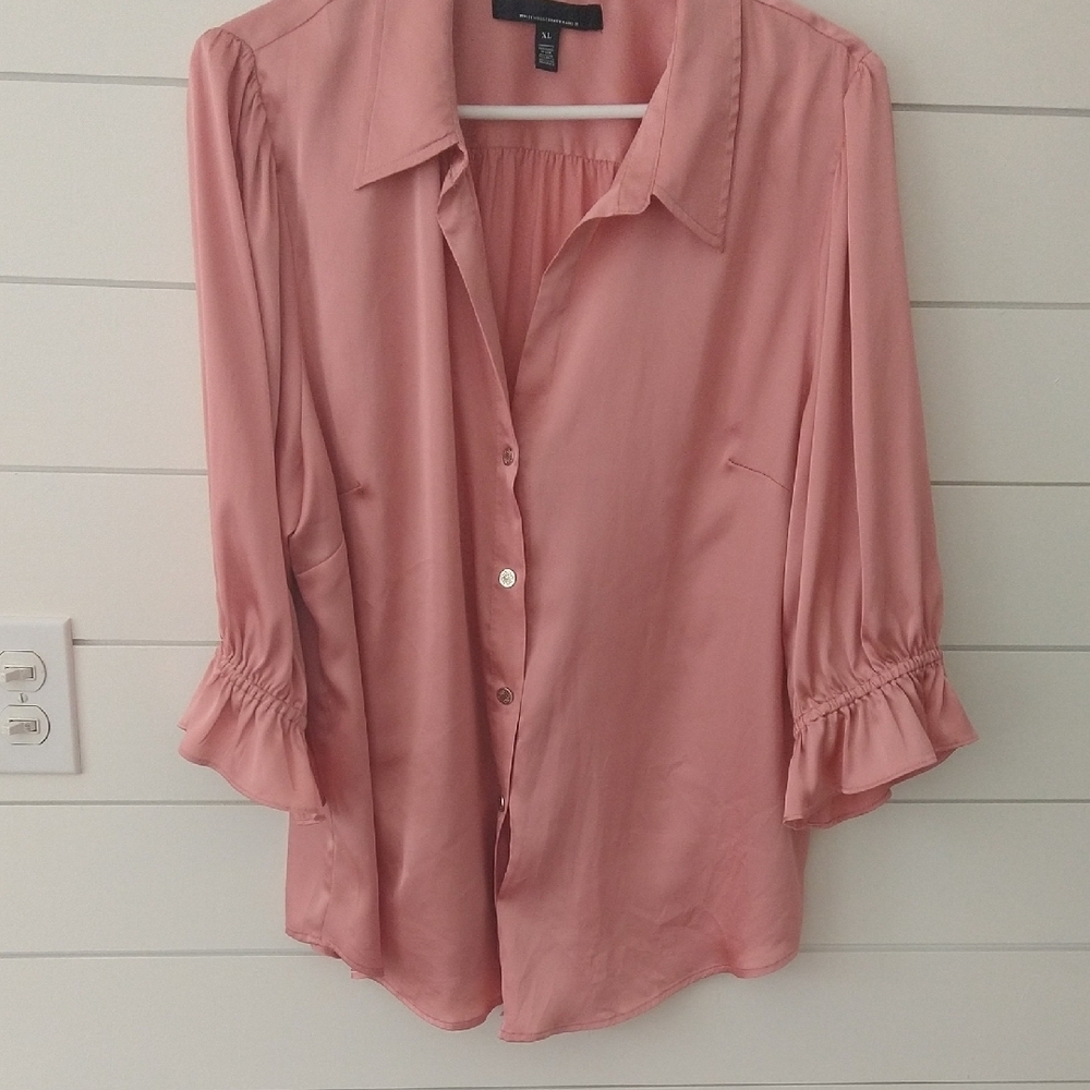 White House Black Market Coral Pink Blouse